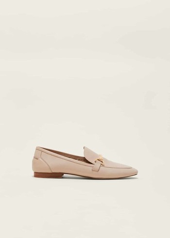 Phase Eight T-Bar Leather Flats Cream USA | 5934176-VI